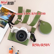 R50 Protrector Case Cover Camera PU Leather Bag Case For Canon EOS R50 R100 Opening Bottom Battery C