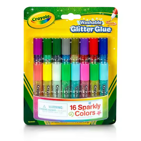 Crayola Washable Glitter Glue, 16 Count 69-4200