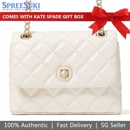 Kate Spade Handbag In Gift Box Shoulder Bag Crossbody Bag Small Natalia Patent Quilte Parchment White # K9438