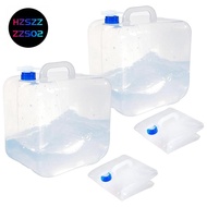 Foldable 2.6 Gallon Water Container with Spigot, 2 Pack Portable Camping Water Storage Jug Water Tan
