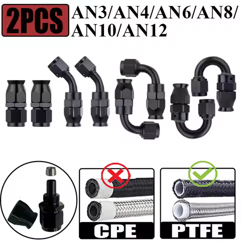 2X 3AN 4AN 6AN 8AN 10AN 12AN Straight 0 45 90 180 Degree Swivel Hose End Fittings Adapter For PTFE E