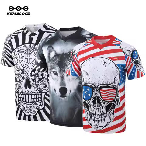 KEMALOCE 2022 Men Motocross Jersey Summer Short Sleeve Unique MTB T Shirt Quick Dry MTB Jersey White