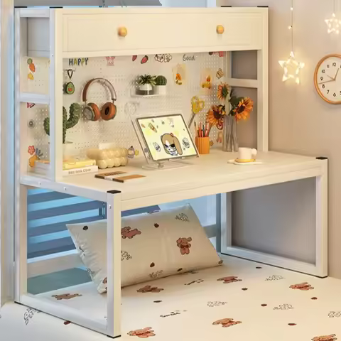 Bed computer desk, college student dormitory, bookshelf storage, integrated hole board, lazy learnin
