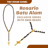 8MM DARK ELEGANCE NATURAL STONE CATHOLIC ROSARY CATHOLIC ROSARY NECKLACE/