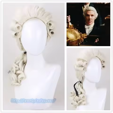 Halloween Beige Lawyer Judge Wig Pianist Music Performance Baroque Styled Hair Colonial Historical C