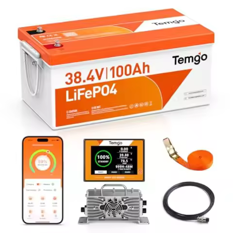 36V 100Ah LiFePO4 Lithium Golf Cart Battery Upgrade Kit with Charger LCD Display App Built-in 200A B