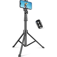 SENSYNE Tripod Telefon & Tongkat Selfie 62", Tripod Telefon Boleh Laras dengan Alat Kawalan Jauh Tan