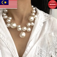 MP Women French Vintage Exaggerate Big Pearl Choker Necklace /Ladies Elegant Temperament Clavicle Ch