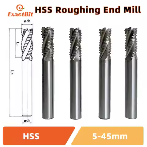 ExactBit Roughing End Mill HSS Cutter 4 Flute 5mm To 45mm Saw Blade Metal Machining Inch Iso 6mm 8mm