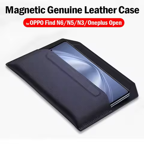For OPPO Find N6 N5 N3 Oneplus Open Case Cowhide Sleeve Folding Genuine Leather Wallet Protection Po