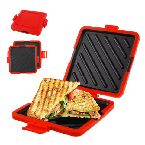 Microwave Toastie Sandwich Maker with Adjustable Silicone Strap Wireless Toastie Maker Nonstick Plat