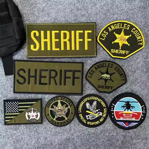 US MARSHAL Hostage Rescue Team Armband Patches SHERIFF Vest Hook&Loop Badge Large Embroidery COS Mod