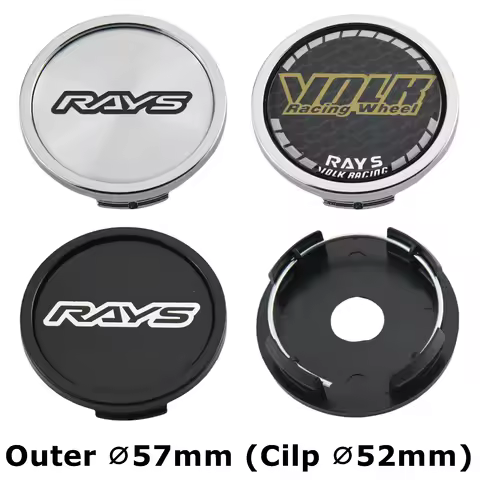 4PCS 57MM OD / 52MM ID Cap For Rims RAYS VOLK VR Emblem Wheel Center Cap Sport Car Logo Wheel Cover 