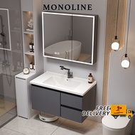 Stainless Steel Vanity Cabinet Modern Bathroom Cabinet Toilet Cabinet Set Mirror Cabinet 60cm Vanity