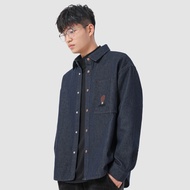 เสื้อเชิ้ตยีนส์หลวมๆ ทรงหลวมสไตล์อเมริกันย้อนยุคสำหรับผู้ชาย NinPure Carbon Denim Washed Loose Jeans