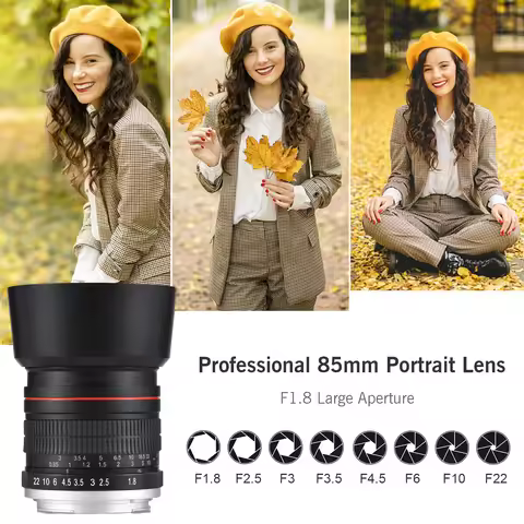 85mm Fixed Focus Camera Lens F1.8 Large Aperture Manual Focus with EF Mount 7 Groups 10 Elements Com