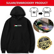 EMBROIDERY SULAM EMOJIS GZA PALESTINE FLAG LOGO HOODIE SWEATSHIRT SWEATER PULLOVER BLACK