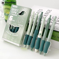 HUAIHAO 6Pcs Black Ink Retractable Gel Pen Gradient Colorful Gel Pen Quick-Drying Signature Pen Stud