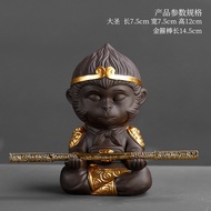 Zisha Black Goku Ceramic Monkey King Tea Pet Monkey King Car Decoration Car Monkey Tea Set Decoratio