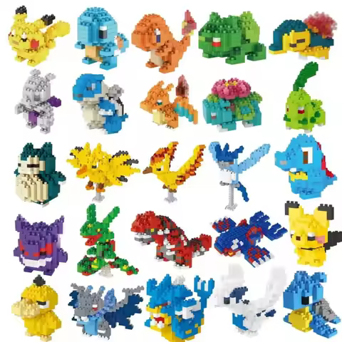 NO BOX Pokemon Small Building Pokemon Nanoblock Cartoon Pikachu Education Game Graphics Pokemon Toys