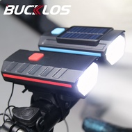 BUCKLOS Dual Light Source Bike Light Solar Charging Horn Front Light for Bike USB Rechargeable Bike 