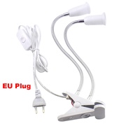 Double Head Led Lamp Holder E27 Socket EU/US/UK Plug Flexible Clip On Off Switch Lamp Desk Light LED Plant Grow Bulb