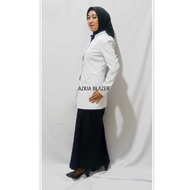 Azkia blazer wanita baju kerja wanita putih list hitam terbaru polyester premium stretch import