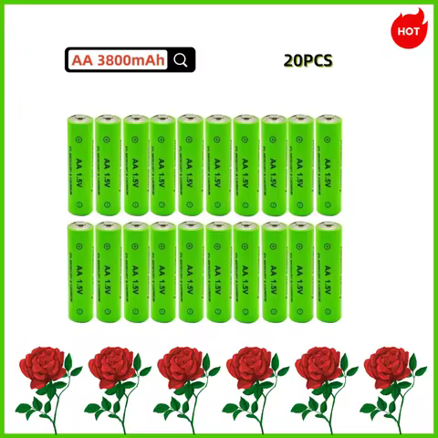 20PCS AA Rechargeable AA 1.5V 3800mAh Alkaline Battery for Flashlight Toys Watch Replace Ni-Mh Batte