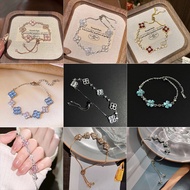 Crystal Four-Leaf Clover Diamond Bracelet Female All-Match High-End Niche Light Luxury Style Fashion