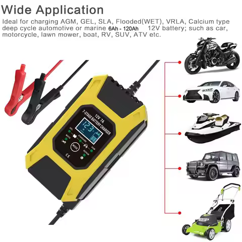 A33G-FOXSUR 12V 7A 7-Stage Pulse Battery Charge For EFB GEL WET AGM Car Motorcycle Battery Charger