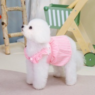 DY Loving Puppy Flying Sleeve Dress Daisy Stripe Summer Ventilation Dress Shih Tzu