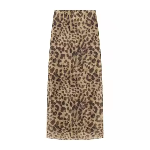 Women's Skirt Elastic Waist High Stretch Mesh Maxi Skirt To Ankle Lined Anti-See-Through Hip Skirt S