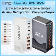 220W 268W 320W GaN Super Fast Charger PD3.1 QC5 PD Type-C USB-A 7 Ports 8 Ports Travel Charging Sock