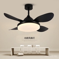 Frequency Conversion Dining Room Fixed Light Leaf Living Room Cross-Border Fan Ceiling Rod Light Cei