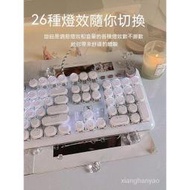 前行者K520透明冰塊機械鍵盤滑鼠套裝青軸女生辦公高顔值無綫藍牙 透明冰塊水晶有線鍵盤 電競 機械青軸 遊戲 桌機 筆電