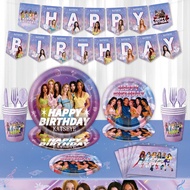Kpop Katseye Girl Theme Disposable Tableware Set Paper Cup Plates Cake Topper Banner Happy Birthday 