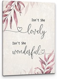 PHAMTE Isn' t She Lovely Nursery Wall Art, Baby Girl Sign, Baby Girl Nursery Decor, Boho Nursery Girls Room Decorations Poster Print Framed Canvas Artwork For Home Baby Girl Nursery Decor(11x14 Inch)