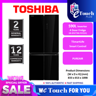 TOSHIBA Multi French 4 Door with Origin INVERTER Digital Touch Control Twin Cooling System Refrigera