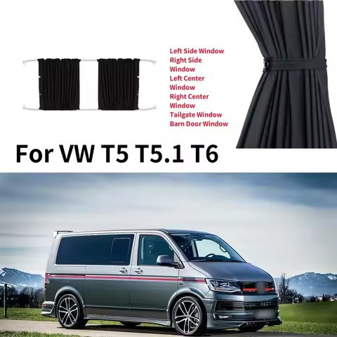 Car Privacy Blackout Window Sunshade Curtains With Slides For Vw Transporter T5 T6 T6.1 Van Travel C