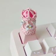 Carousel Decompression Keycap Three-Dimensional Decoration Alloy Rotating Cute Mechanical Keyboard E