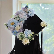 TIMEROAD Flowers Graduation Cap, Doctor Bachelor Academic Hat with Tassels, Headwear Fringe Adjustab