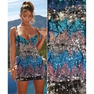 Dress for Wedding with Embroidered Sequin and Lace Mesh Fabric