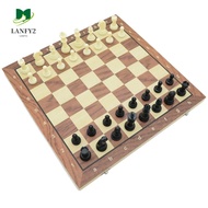 ALANFY Solid Wooden International Chess, Foldable Magnetic Educational Chess Game Set, Chessboard Portable Improve Intelligence International Chess Set Parent-child Game