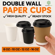 [READY STOCK] Double Wall Paper Cup 25 Pcs Premium Quality Disposable Coffee Cup 8oz 10oz/12oz/16oz