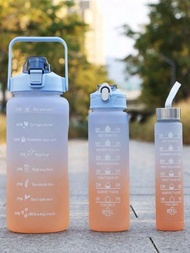 1 Pieza Botella De Agua Con Capacidad Grande De 2l O 750ml O 300ml Congradiente Rosa De Pc, Taza De Pajita Portátil Para Deportes Y Fitness, Para Uso Al Aire Libre En Casa Y Al Viajar