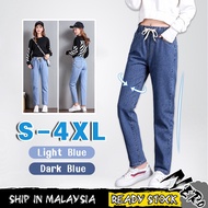 【Local Ready Stock】【NERO】YUMI Women Jeans Elastic Waist Harlem Pants Woman Casual Long Pants Seluar 