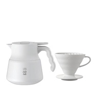 HARIO｜純白系列 V60磁石濾杯+不鏽鋼保溫咖啡壺組(濾杯02+咖啡壺PLUS 600ml)