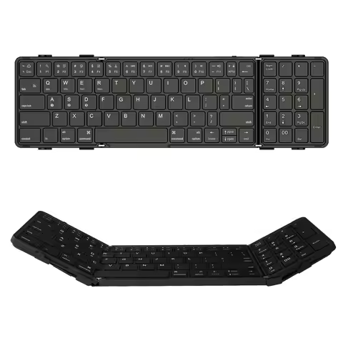 BOW Full Size Foldable Bluetooth Keyboard with Numeric Keypad Wireless Folding Keyboard Rechargeable