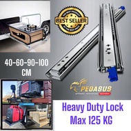 BEST Heavy Duty Drawer Slide With Lock Rel Laci kunci 40 60 90 100cm