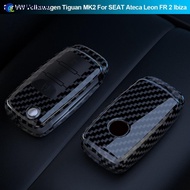 NOBELJIAOO ABS Carbon Fiber Car Key Case Cover Protected Fob For VW Volkswagen Tiguan MK2 For SEAT A